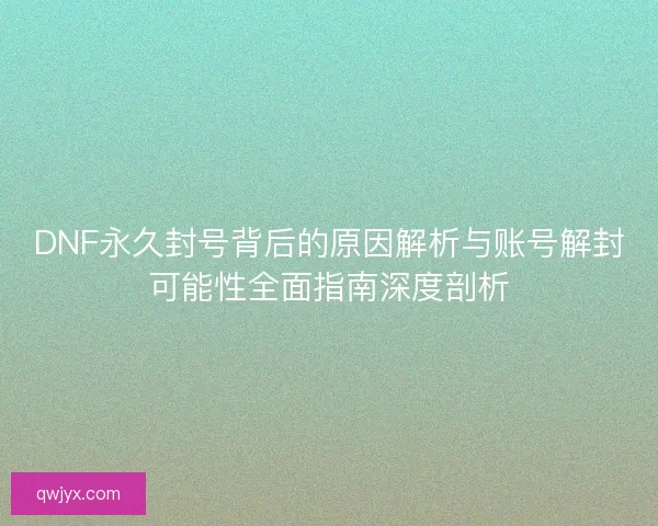 DNF永久封号背后的原因解析与账号解封可能性全面指南深度剖析